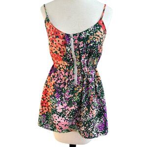 Lily White Floral Cinch Waist Tank Top